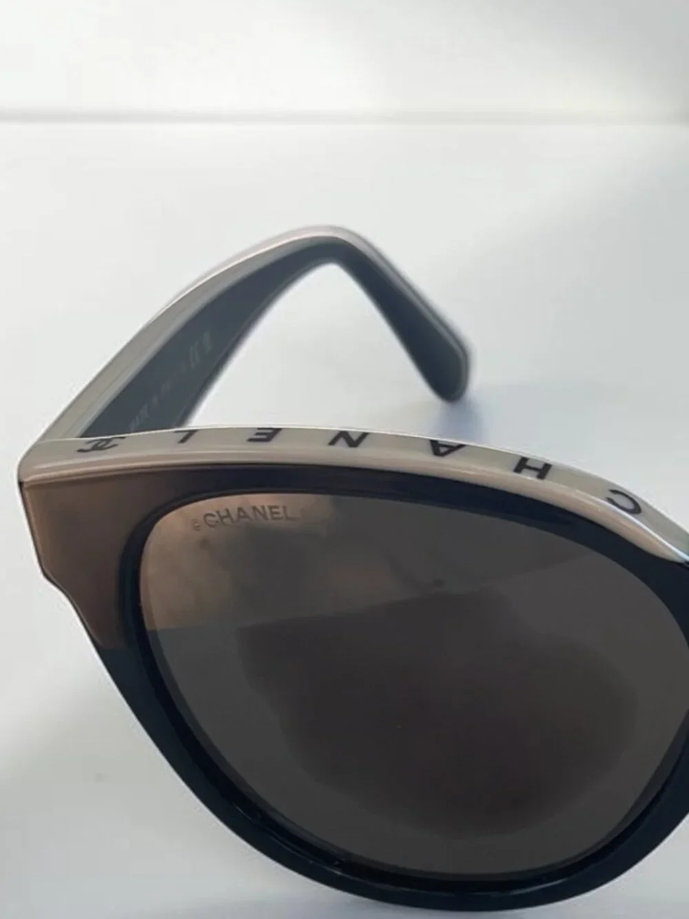 CHANEL Butterfly Sunglasses Black Beige Brown CC Logo